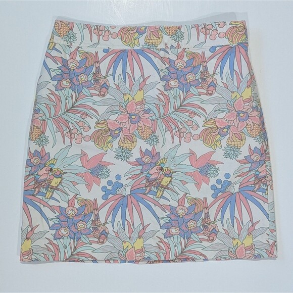 Talbots A-Line Pencil Skirt Pastel Beach Tropical Print With Parrots Size 4 - Picture 11 of 11